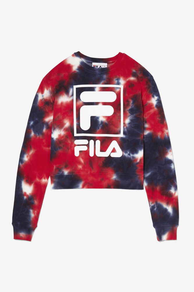 Fila Naisten Collegepaita Ashley Tie Dye Laivastonsininen/Punainen - YNLX-04918